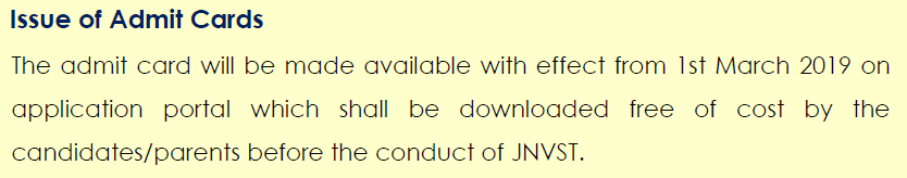 Jnvst 6th Admit Card 2020 Download For Navodaya 6th Class